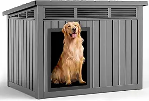 DRATO Large Dog House Outdoor for Indoor, Gray, 42.87 * 32.95 * 31.61 in