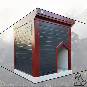 SODEF Prefabricated Insulated Dog House for Large Breeds - Weatherproof Outdoor Pet Shelter - Antrasit-Bordo