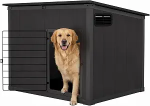Domi Large Dog House Outdoor Weatherproof, Indoor Dog House with Lock Door