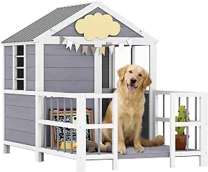 PawHut Dog House Outdoor Indoor, 61" x 41" x 47" w/Porch