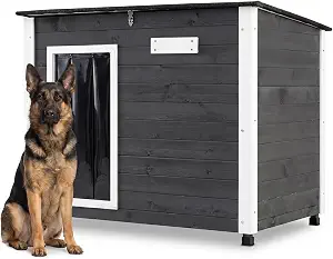 Giantex Large Wooden Dog House with Openable Asphalt Roof, 42.5" L