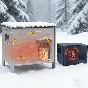 Insulated Dog House Outdoor Weatherpoof Plastic Dogs Houses Indoor