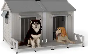 PetsCosset 59.4" L Large Dog House Outdoor & Indoor,Fir Wood Dog Kennel