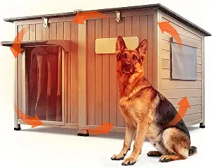 Ketive 55" XL Insulated Outdoor Dog House for Large Dogs, Adjustable Window