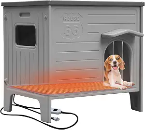Heated Dog House for Outside, Outdoor Indoor Dog House for Small Medium Dog