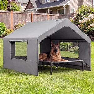 Zooba Extra Large Dog Shade with Elevated Bed, Outdoor Dog House Waterproof