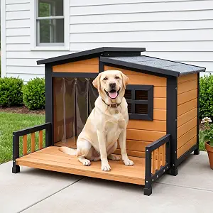 Large Dog House Outdoor Elevated Wooden Dog Kennel with Porch Brown 39"