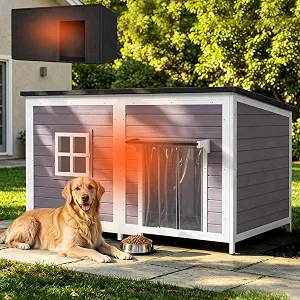 59" Extra Large Outdoor Dog House with Insulated Liner, Grey