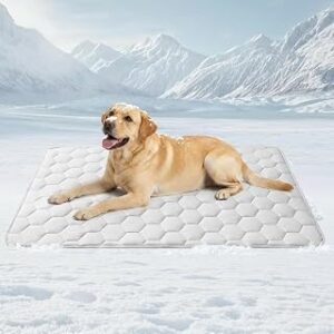 Dog Cooling Mat for Large Dogs,Washable Self Cooling Pet Pad with Non Slip Bottom,Portable Ice Silk Cooling Bed for Medium Large Dogs,Foldable Cooling Blanket for Indoor Outdoor Crate Use(Grey,XL）