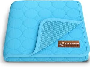 Pelsbarn Dog Cooling Mat, Ice Silk Self-Cooling Pad, Light Blue, L