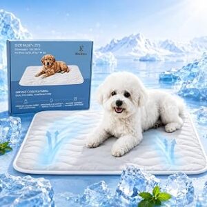 Ruikoo Cooling Dog Mat for Medium Dogs, 36" x 23" Self Cooling Dog Pad with Q-Max >0.5, Breathable Washable Non-Slip Orthopedic Pet Bed, Gel-Free Crate Mat for Floor, Sofa, Car & Home