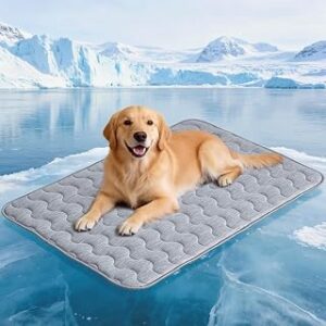 Cooling Mat for Dogs, 28"x 19" Thick & Durable Dog Cooling Mat, Q-MAX>0.45, Double-Sided Cooling Pet Pad, Washable Portable Dog Cooling Mat for Couch, Crate & Car - M - Grey