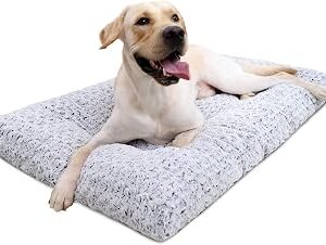 KSIIA Washable Dog Bed Medium Size Dog Crate Bed Plush Pet Mat 35"x23" Gray