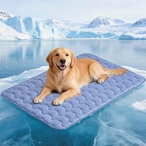 Cooling Mat for Dogs, 28"x 19" Thick & Durable Dog Cooling Mat, Q-MAX>0.45, Double-Sided Cooling Pet Pad, Washable Portable Dog Cooling Mat for Couch, Crate & Car - M- Blue