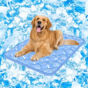 Rywell Dog Cooling Mat 2.0, Ocean Blue,44" x 32" Thick & Durable Cooling Mat for Extra Large Dogs, Long-Lasting Cool with Waterproof & Color-Changing Arc-Chill Tech (Q-Max>0.5) Washable& Non-Toxic