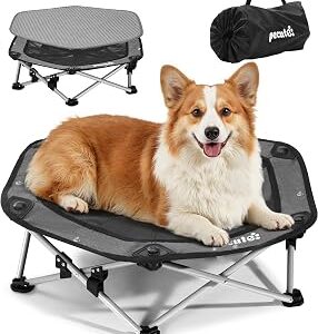 Pecute Raised Dog Bed with Cooling Mat, Elevated Pet Cot for Medium Dogs, L