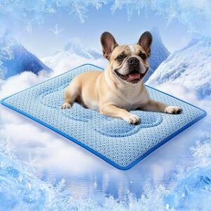 Dog Cooling Mat, Thick Cooling Mat for Dogs with PCM & Thermochromic Tech, Dual-Sided Durable Waterproof Cool Pet Bed Mat for All-Year Use, Q-Max>0.5, Machine Washable, Non-Toxic - M(19" x 29")