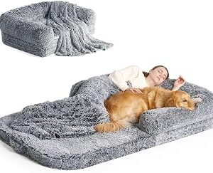 EHEYCIGA Orthopedic Foldable Human Dog Bed - 72x44x11, Grey