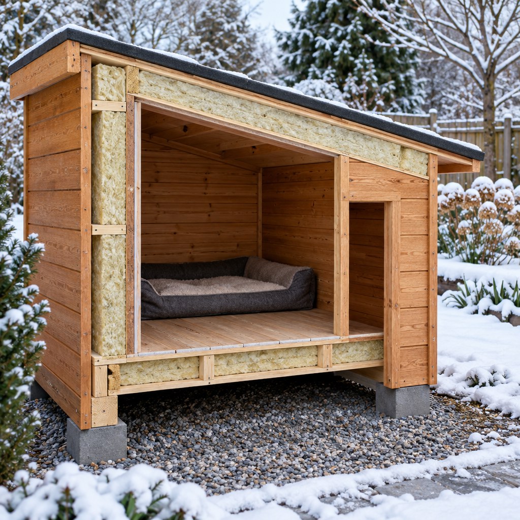 Illustration for insulated dog shelter construction
